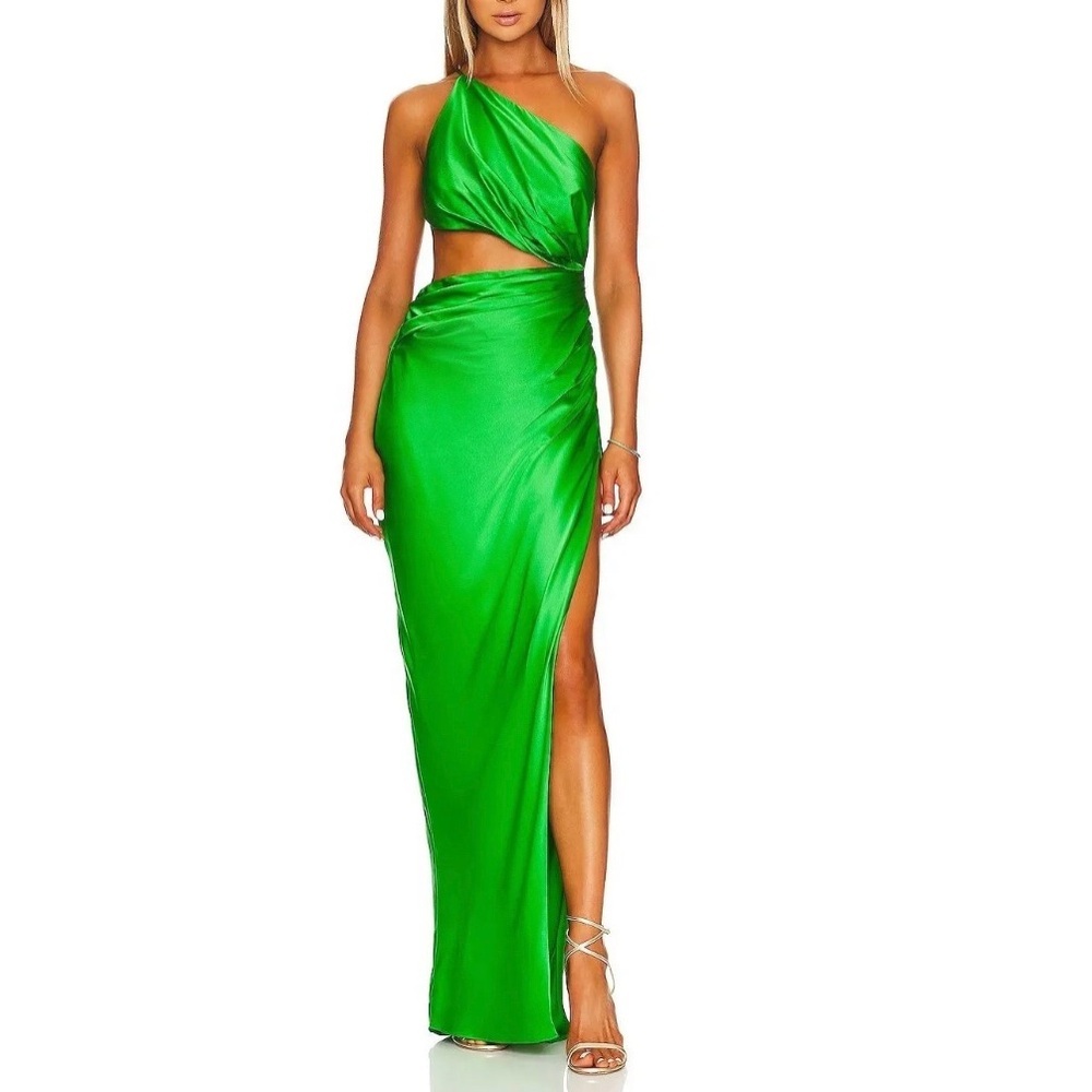 Elegant Green One-Shoulder Maxi Dress